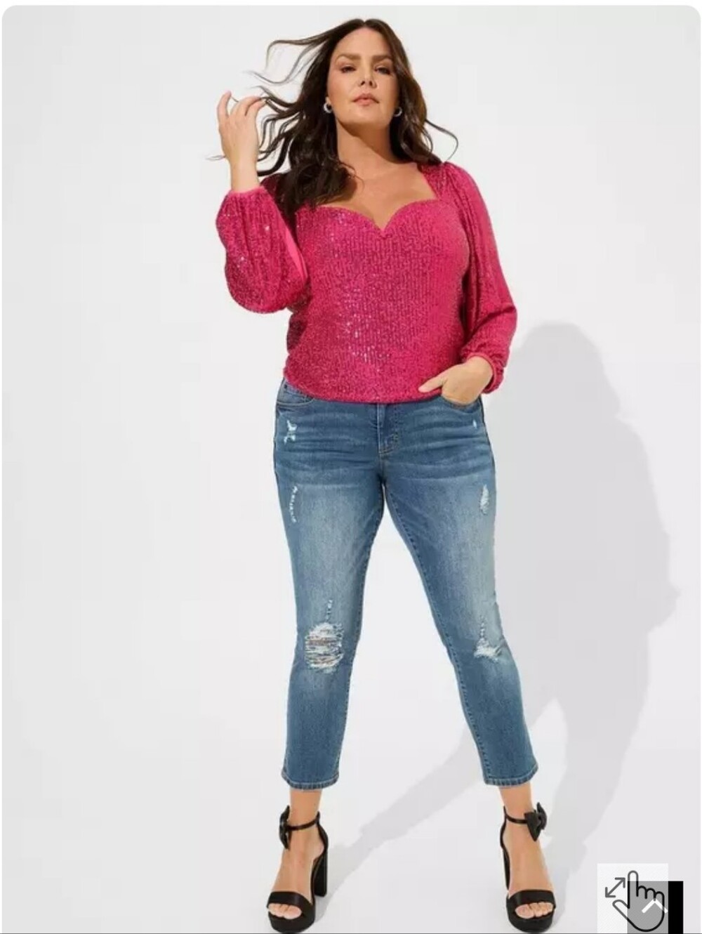 Torrid NEW Plus Size 3x: Pink Sequin Sweetheart Long Sleeve Blouse